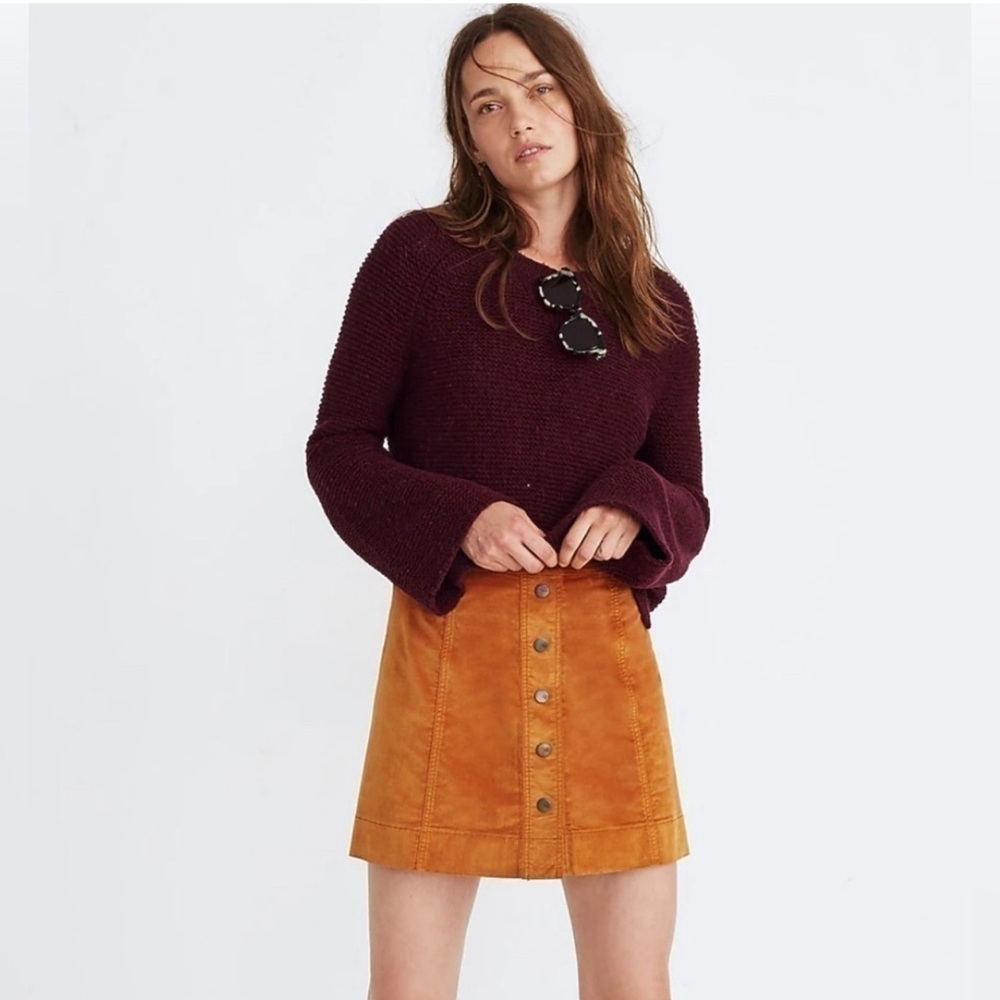 Madewell Womens Velveteen A-Line Mini Skirt Button Snap Front Style J7909 Size 4